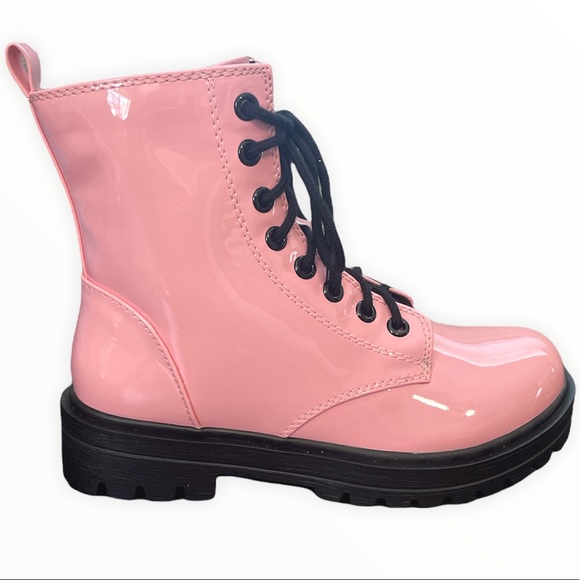 Pink Lace up Combat Boots - Picture 4 of 11